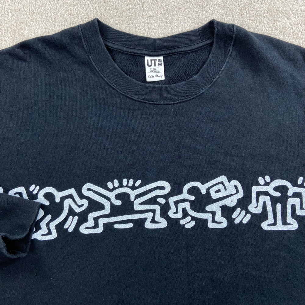 Uniqlo Keith Haring Sweatshirt Mens 3XL Black Graphic Art Crew Neck 341-446370